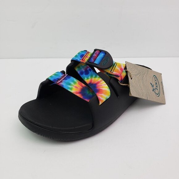 NEW Chaco Chillos Kids Size 5Y Dark Tie Dye Slip On Outdoors Sport Slide Sandals - Picture 2 of 12